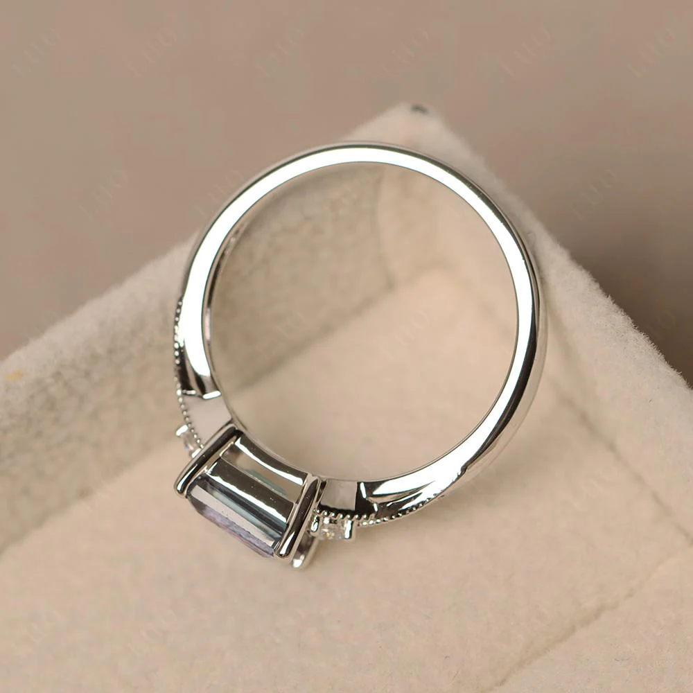 Horizontal Emerald Cut Alexandrite Engagement Ring - Image 12
