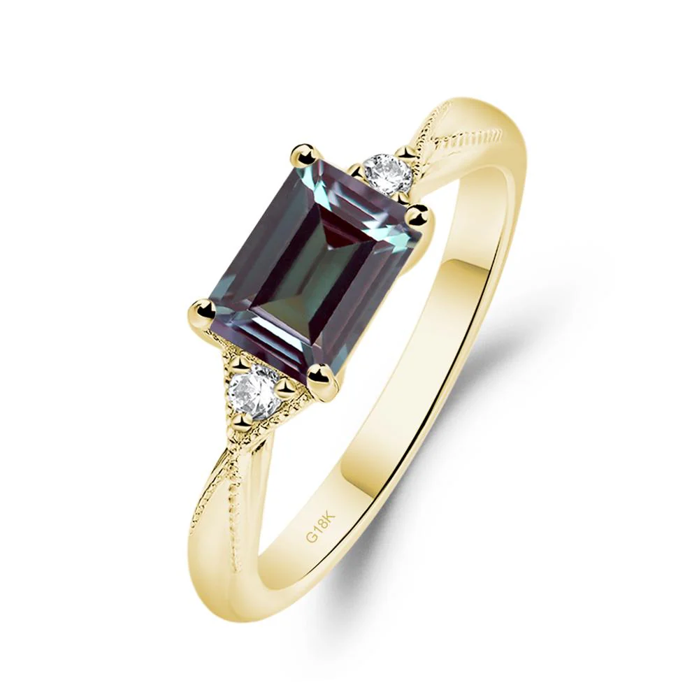Horizontal Emerald Cut Alexandrite Engagement Ring - Image 8