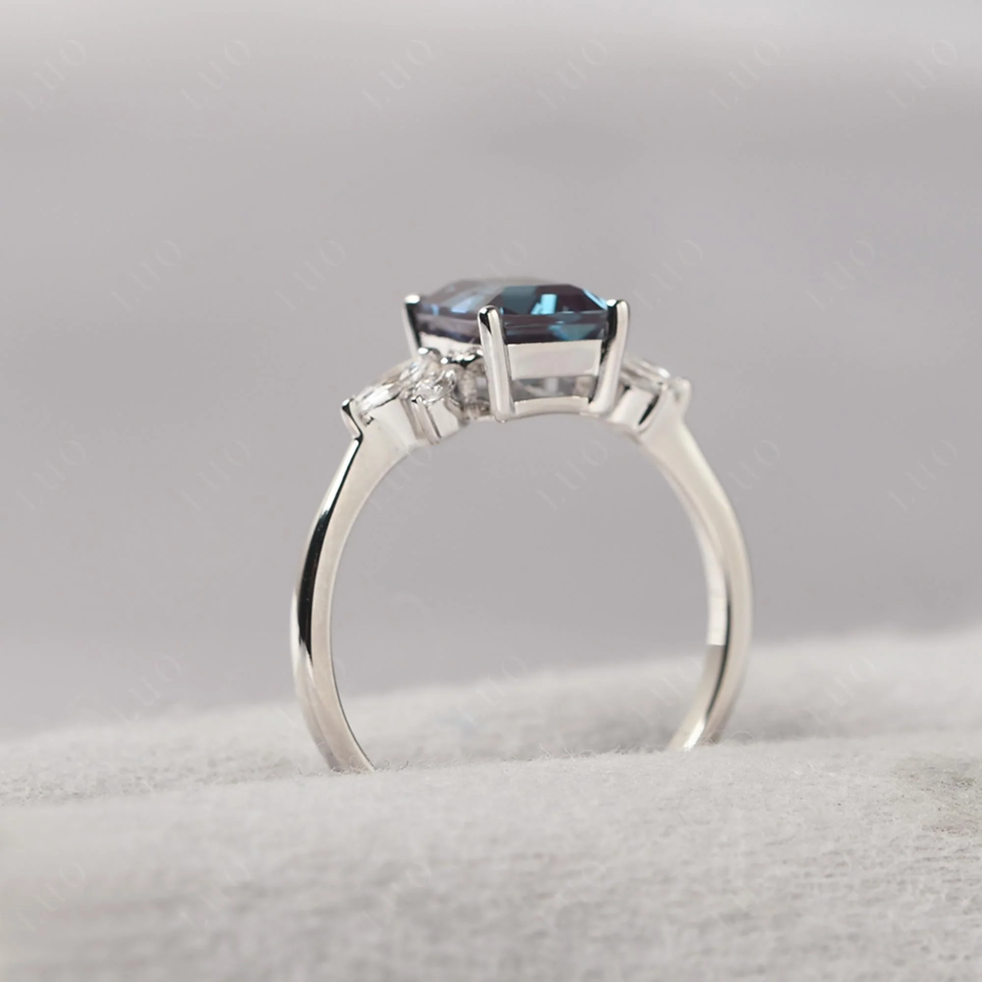 Sunburst Emerald Cut Alexandrite Ring - Image 13
