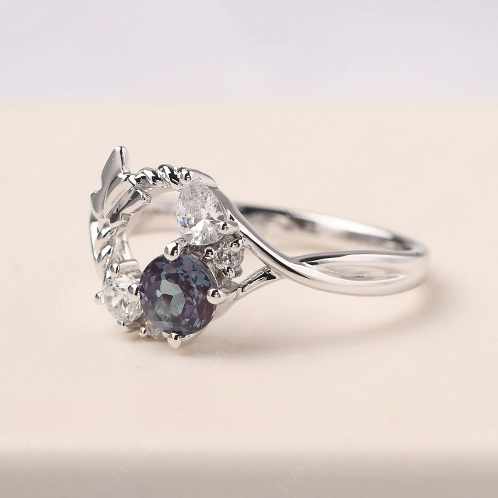 Vine and Butterfly Ring with Alexandrite - Image 2