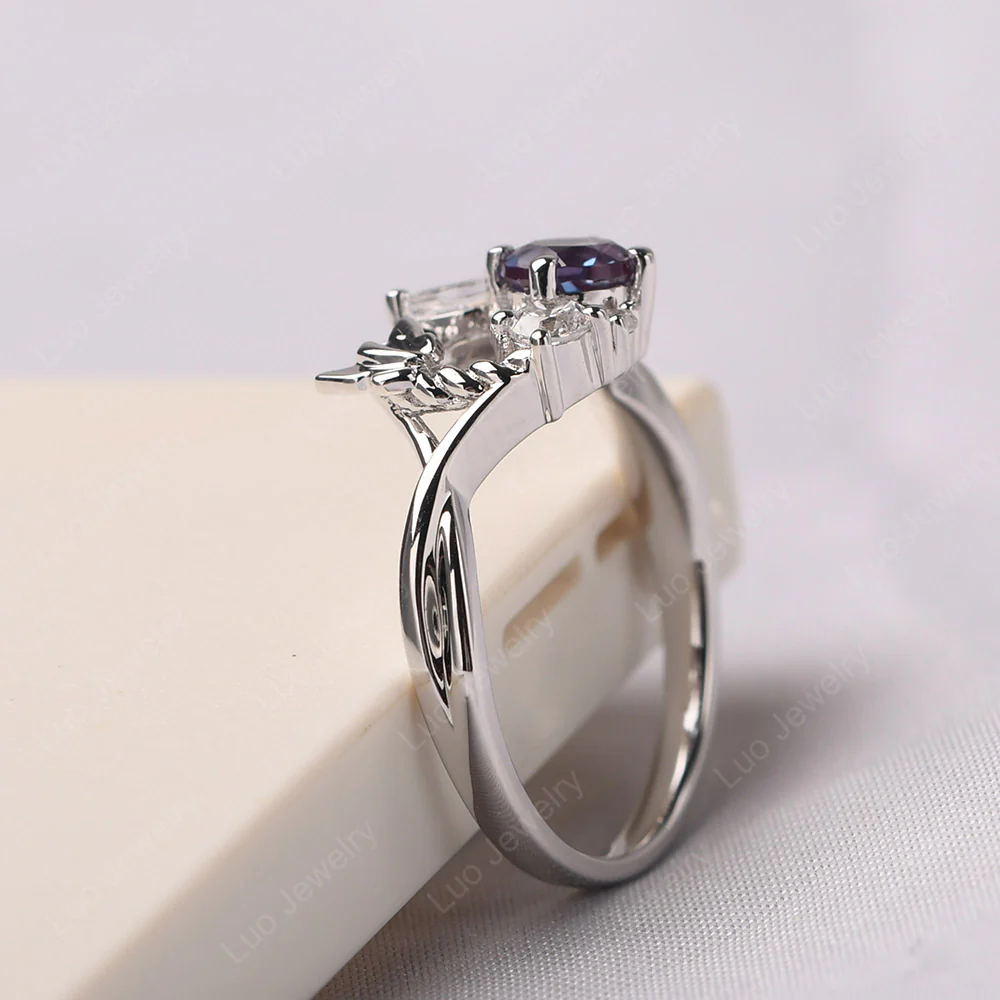 Vine and Butterfly Ring with Alexandrite - Image 4
