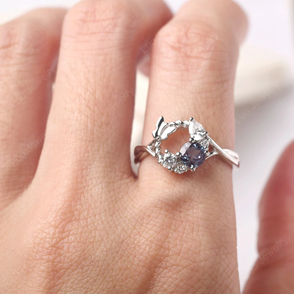 Vine and Butterfly Ring with Alexandrite - Image 5