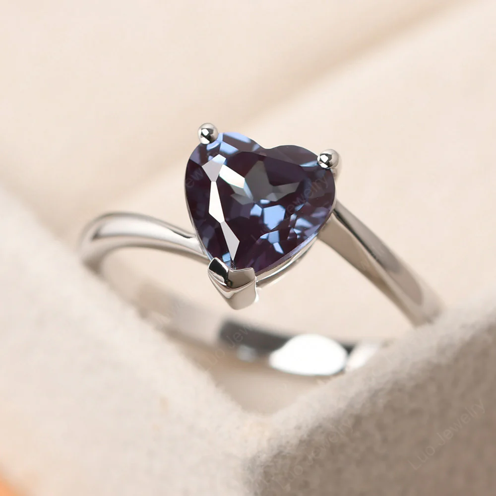 Heart Alexandrite Solitaire Ring