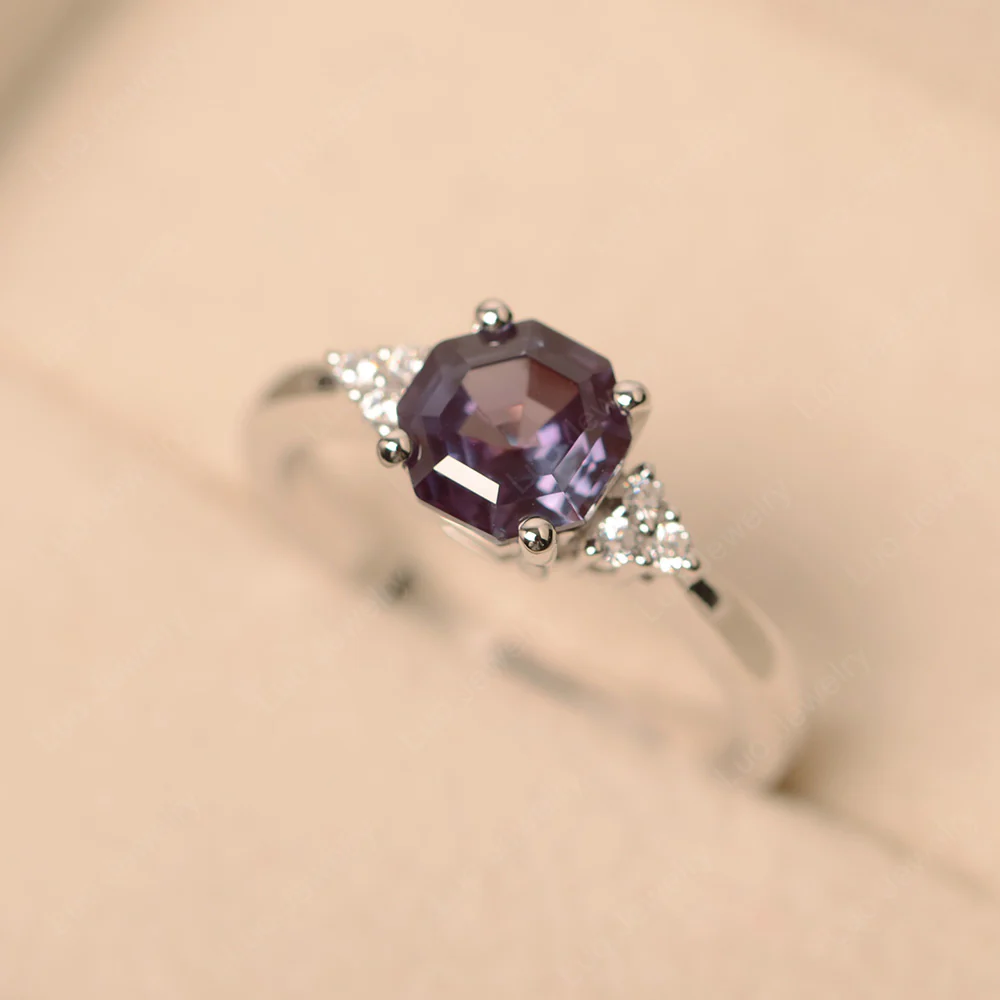 Octagon Cut Alexandrite Engagement Ring - Image 3