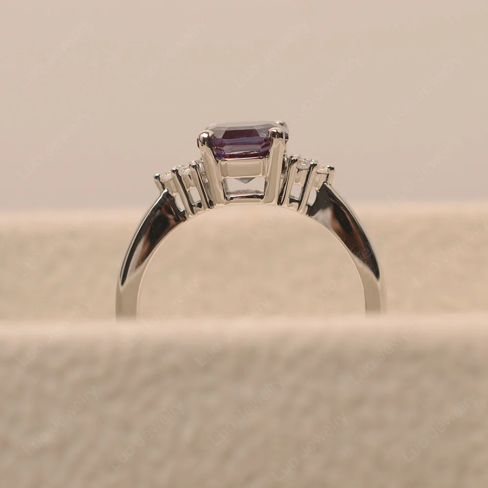 Octagon Cut Alexandrite Engagement Ring - Image 4