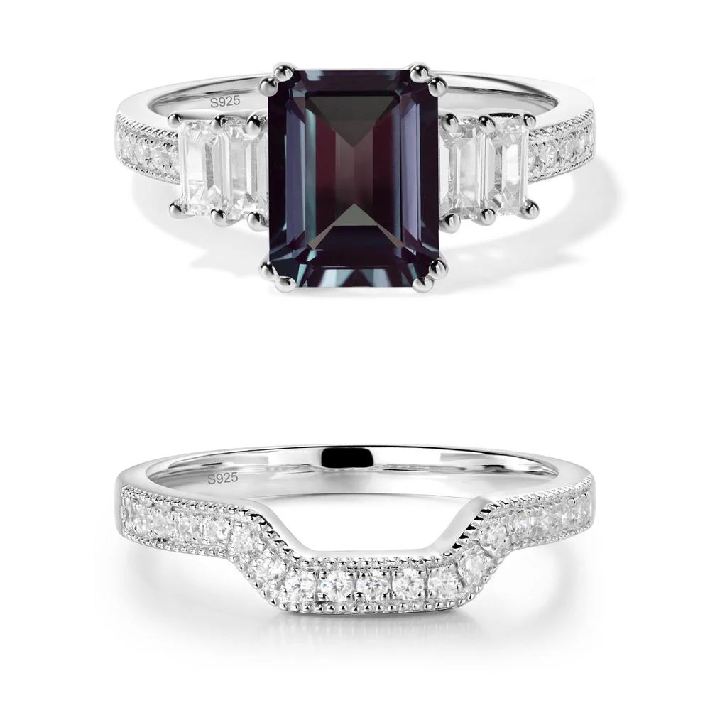 Emerald Cut Alexandrite Milgrain Ring - Image 19