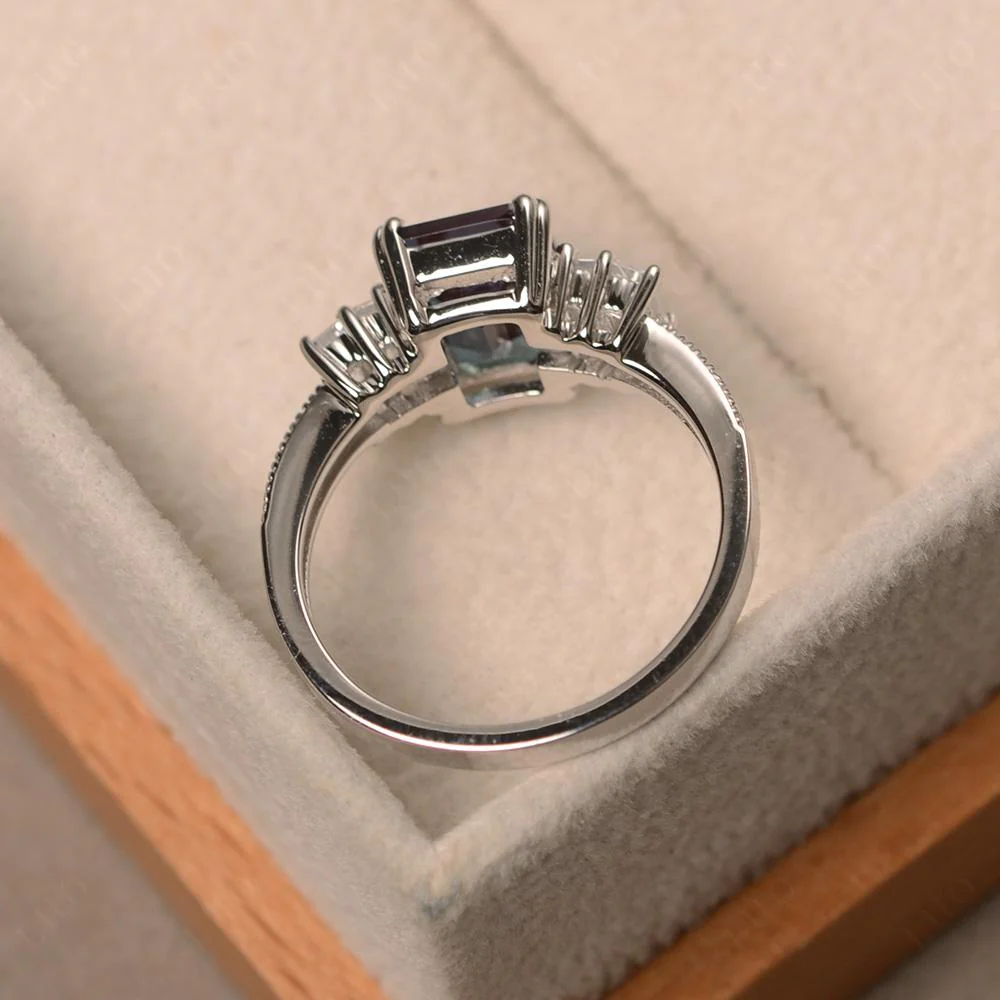 Emerald Cut Alexandrite Milgrain Ring - Image 31