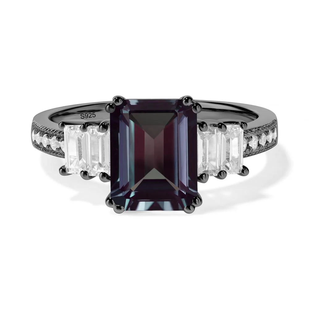 Emerald Cut Alexandrite Milgrain Ring - Image 7