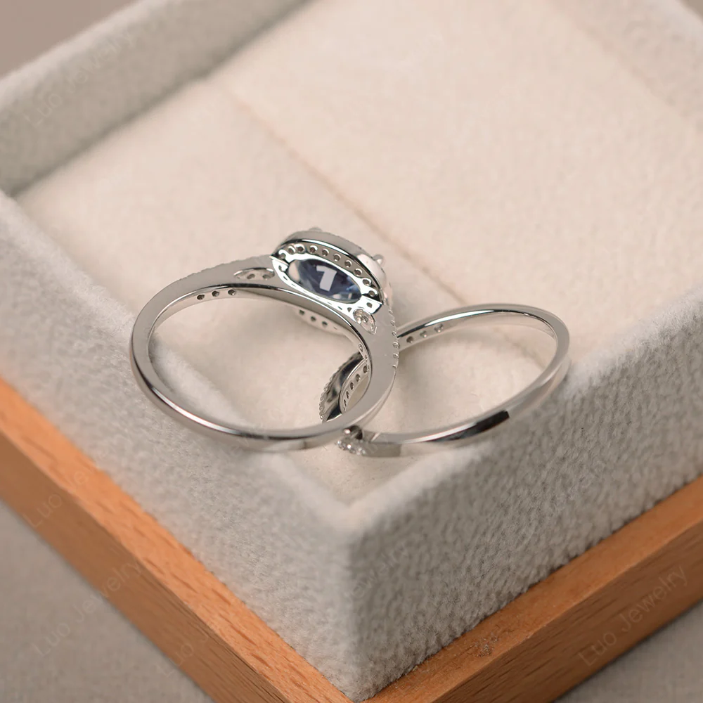 Oval Alexandrite Ring with Wedding Band - Image 3