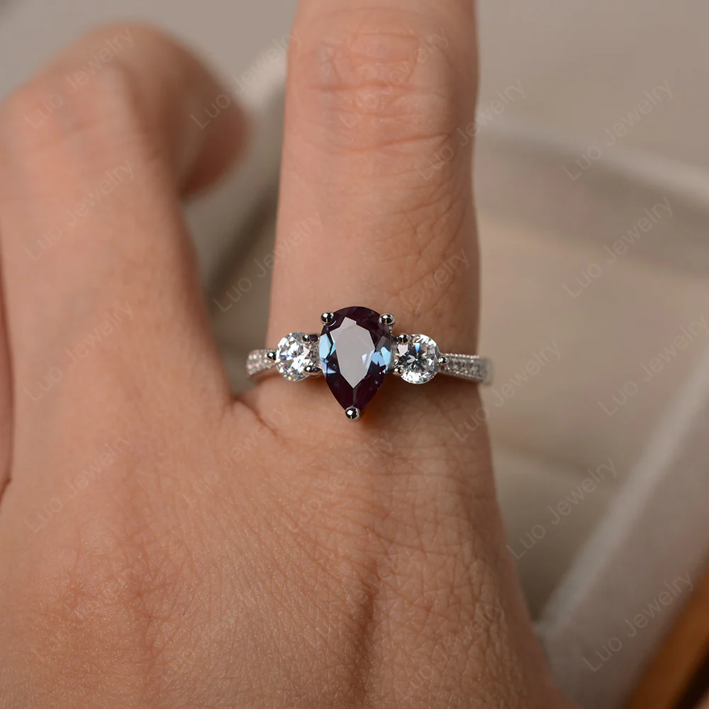 Pear Shaped Alexandrite Engagement Ring - Image 4