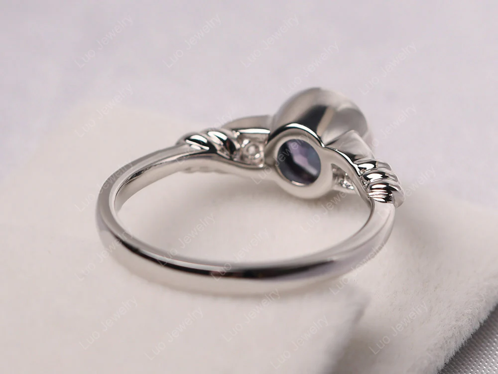Alexandrite Ring Round Bezel Engagement Ring - Image 3