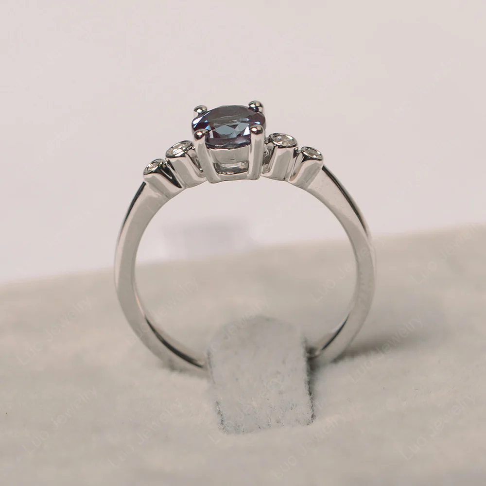Alexandrite Ring Round Cut Engagement Ring - Image 2