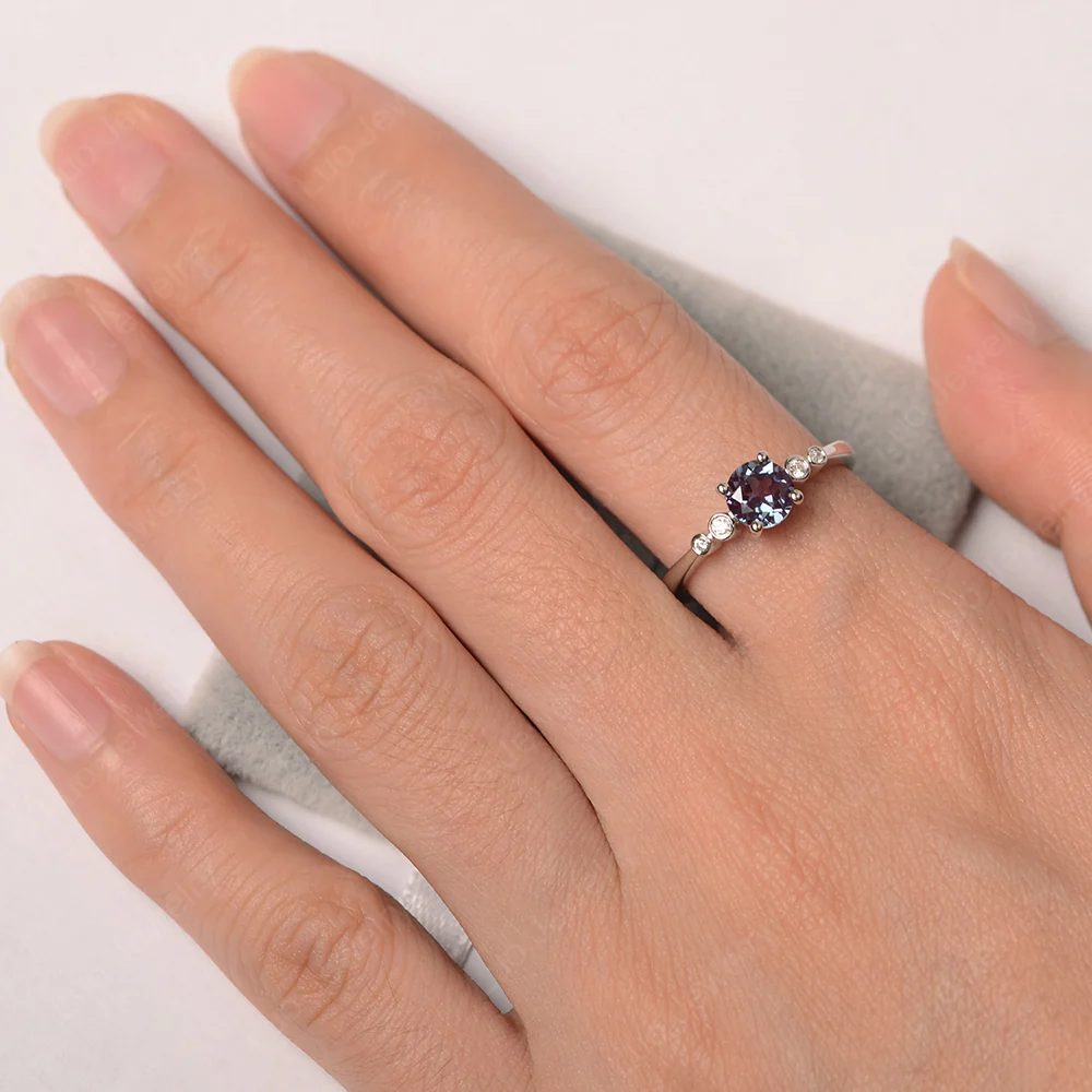 Alexandrite Ring Round Cut Engagement Ring - Image 3