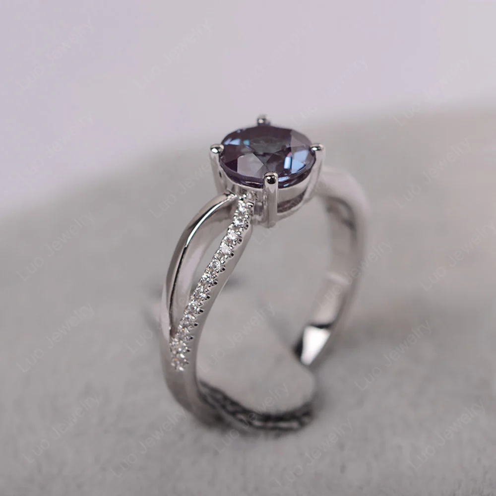 Alexandrite Ring Split Shank Engagement Ring - Image 2