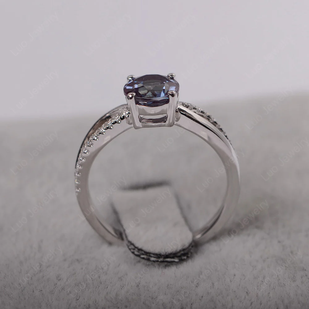 Alexandrite Ring Split Shank Engagement Ring - Image 3