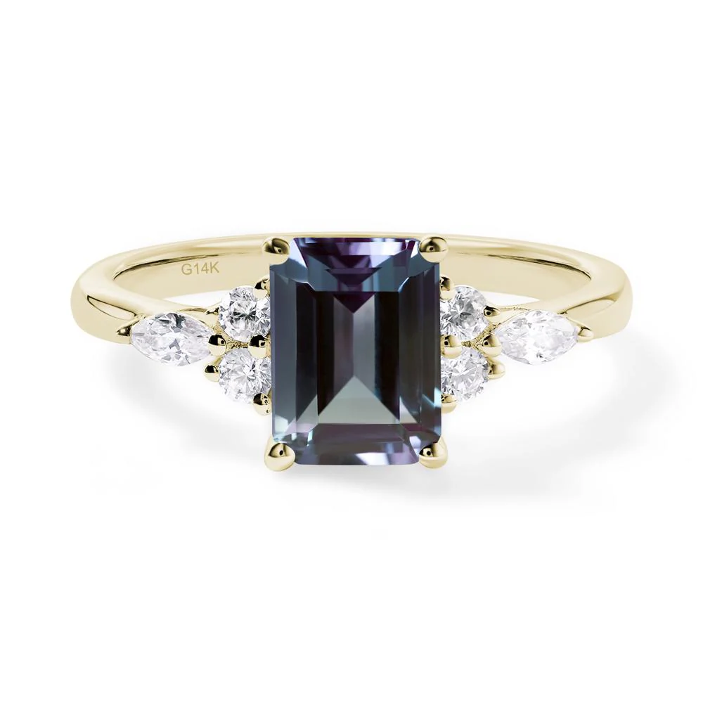 Simple Emerald Cut Alexandrite Ring