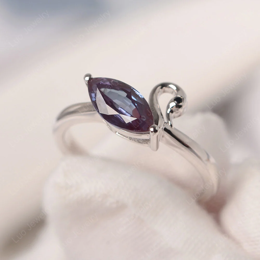 Alexandrite Swan Engagement Ring - Image 2