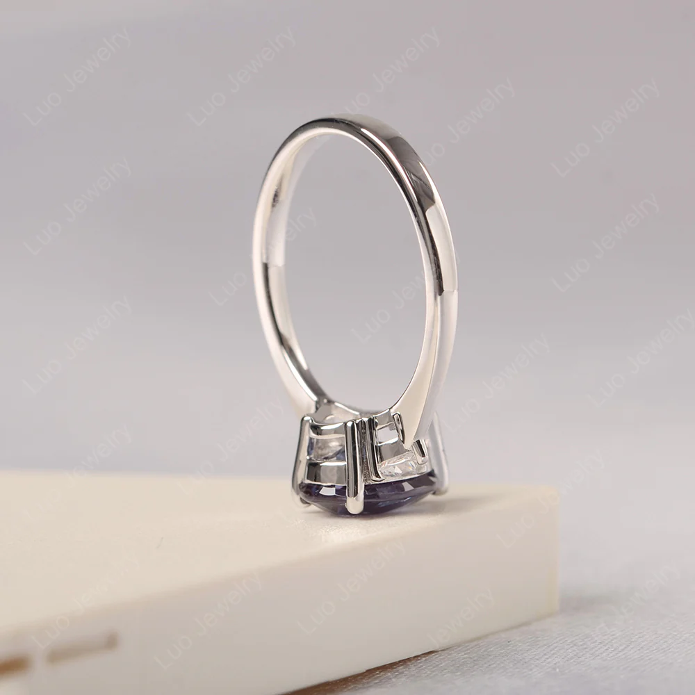 Teardrop Alexandrite Trilogy Ring - Image 4