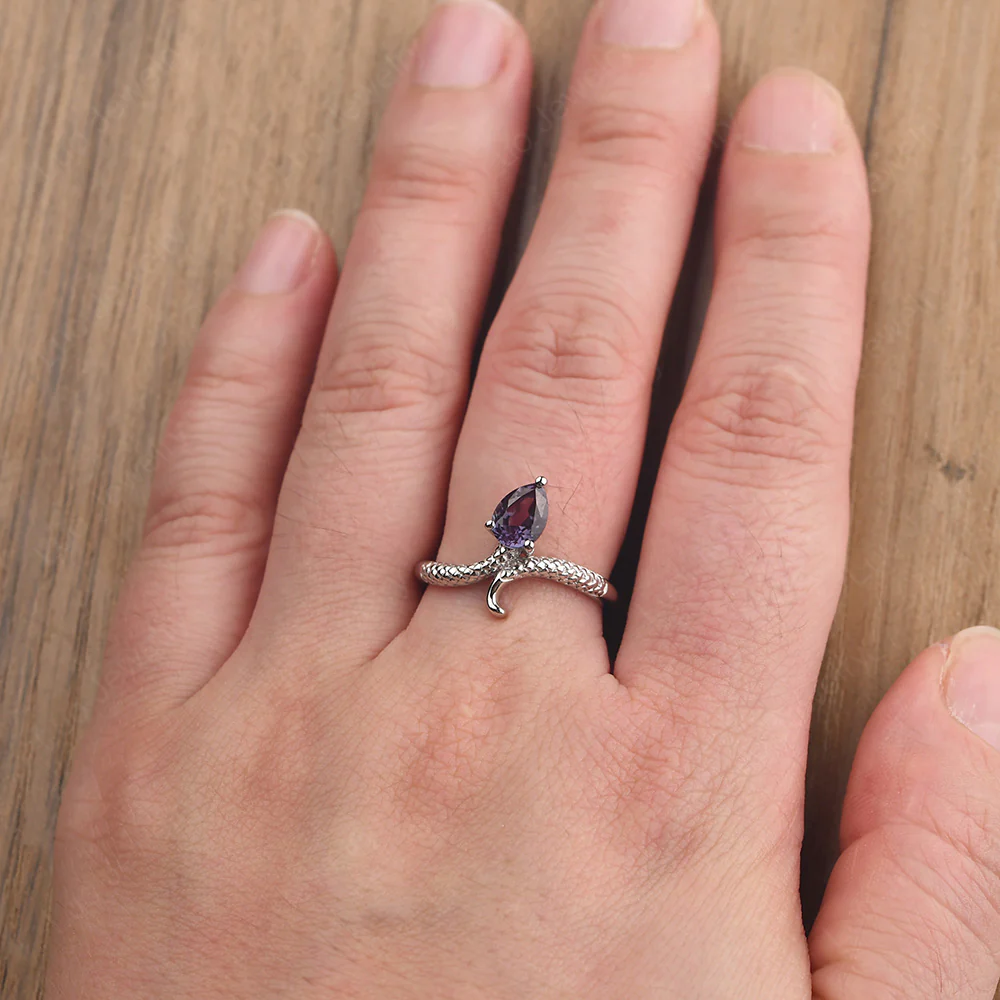 Pear Shaped Alexandrite Snake Ring - Image 6