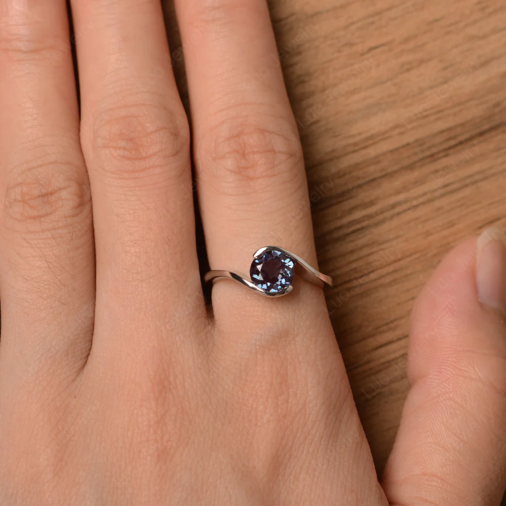 Alexandrite Solitaire Bezel Set Engagement Ring - Image 4
