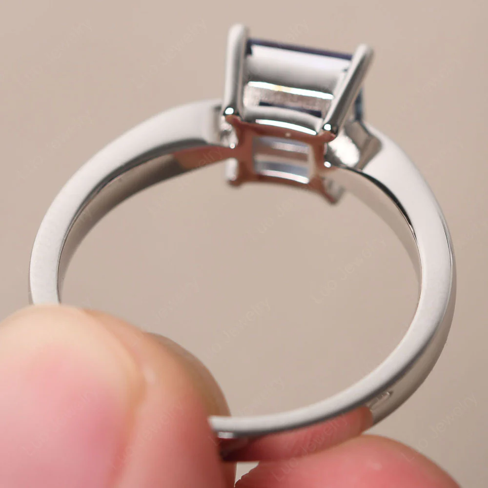 Princess Cut Alexandrite Tapered Band Ring - Image 3