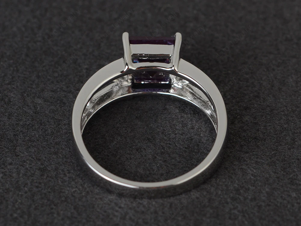Alexandrite Solitaire Ring Wide Band - Image 3