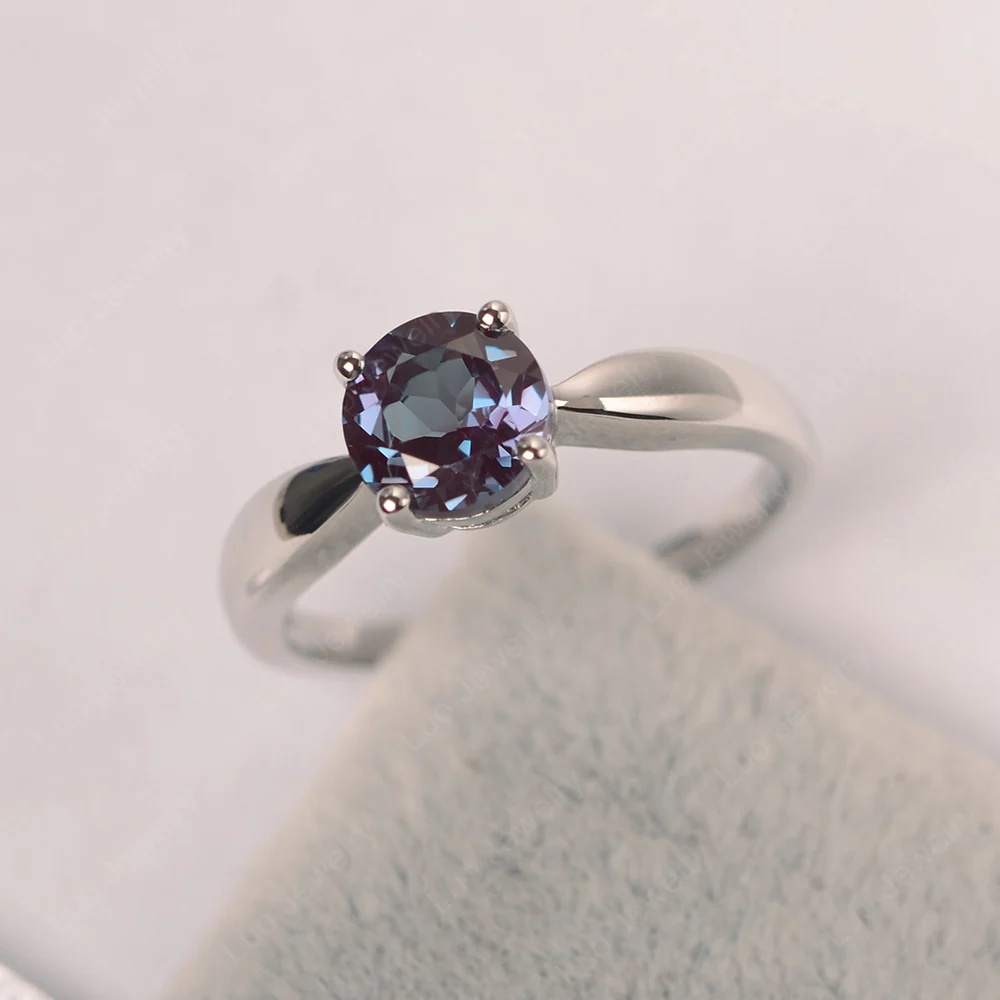 Alexandrite Round Solitaire Ring