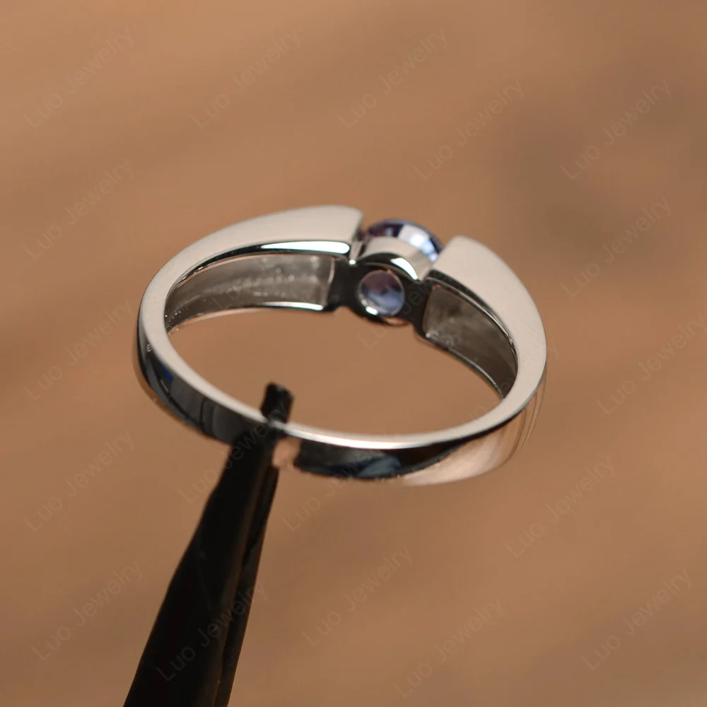 Alexandrite Solitaire Wide Band Ring - Image 3