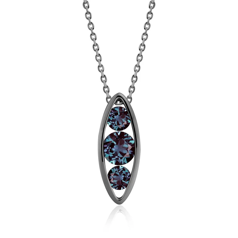 Alexandrite Three-Stone Marquise Pendant Necklace - Image 2