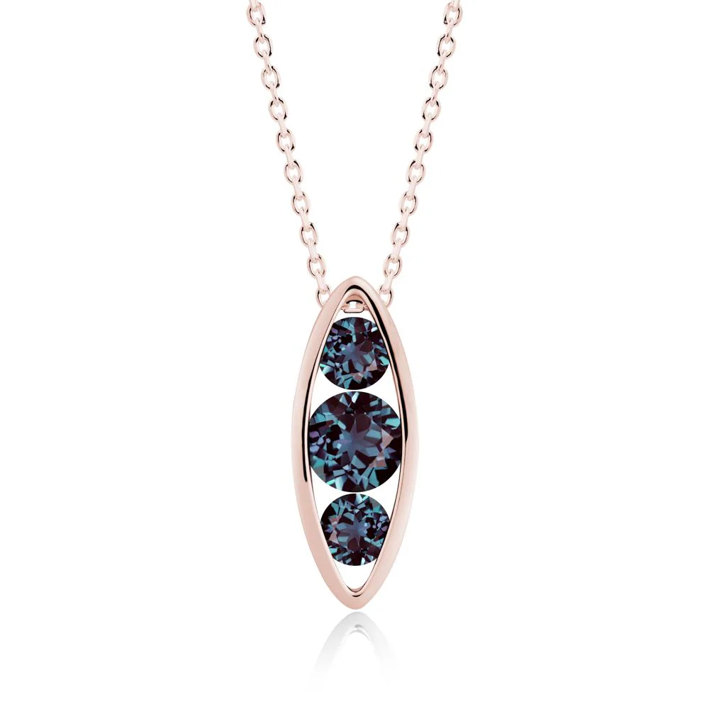 Alexandrite Three-Stone Marquise Pendant Necklace - Image 4