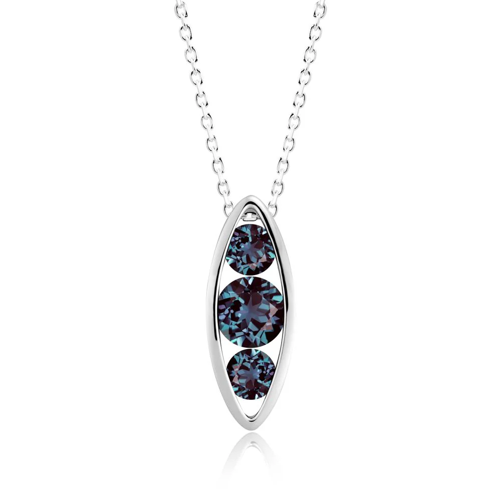 Alexandrite Three-Stone Marquise Pendant Necklace - Image 5