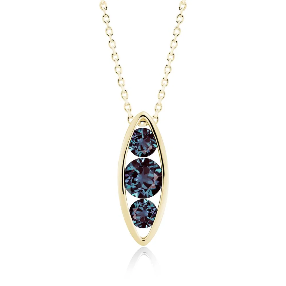 Alexandrite Three-Stone Marquise Pendant Necklace - Image 7
