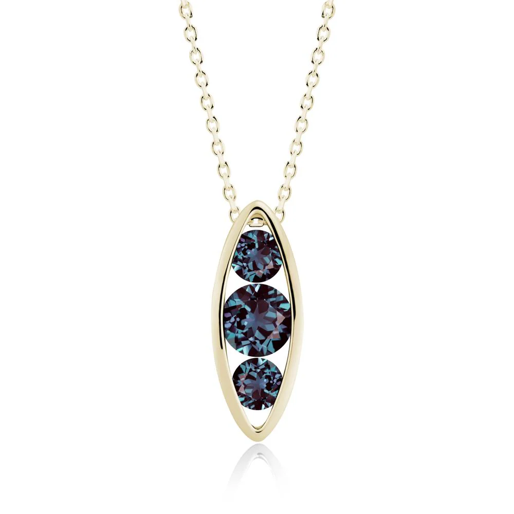 Alexandrite Three-Stone Marquise Pendant Necklace - Image 8