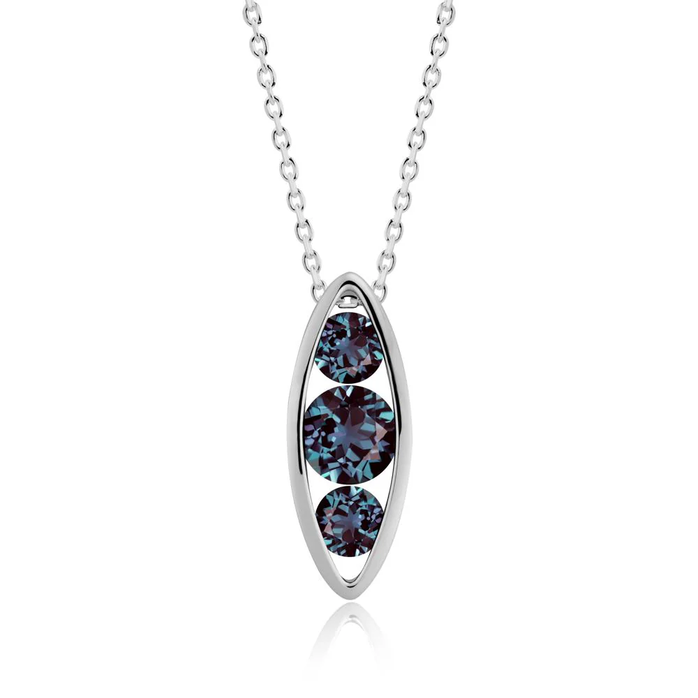 Alexandrite Three-Stone Marquise Pendant Necklace - Image 9