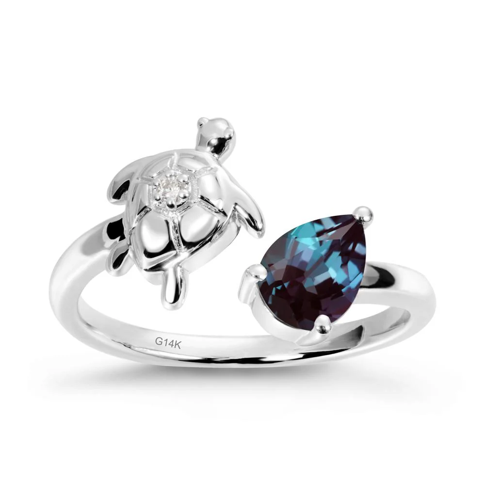 Alexandrite Turtle Open Bypass Ring - Image 3