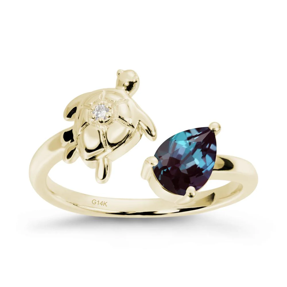 Alexandrite Turtle Open Bypass Ring - Image 4