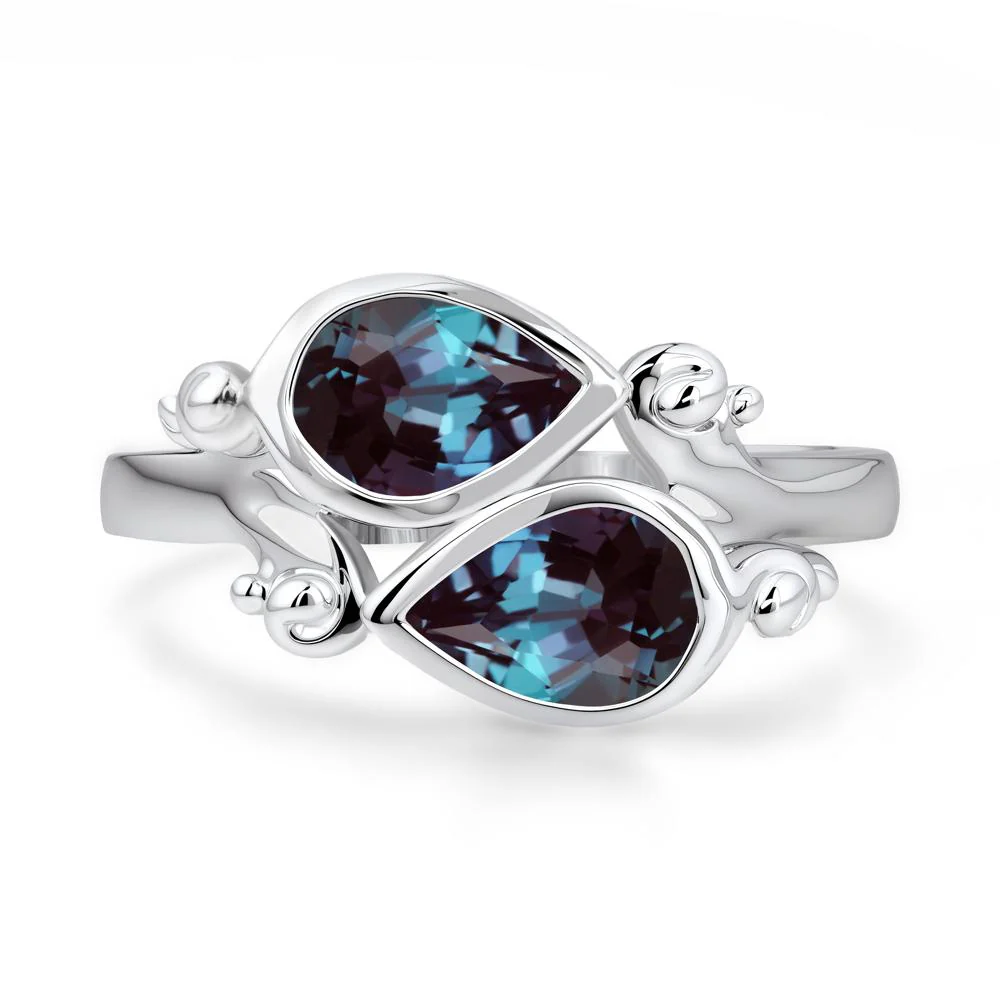 Alexandrite Two Stone Bezel Set Ring - Image 5