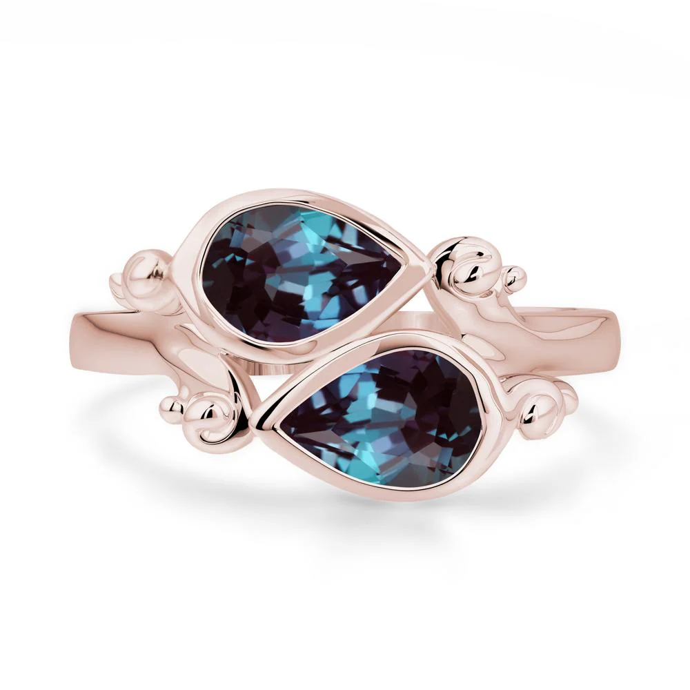 Alexandrite Two Stone Bezel Set Ring - Image 6