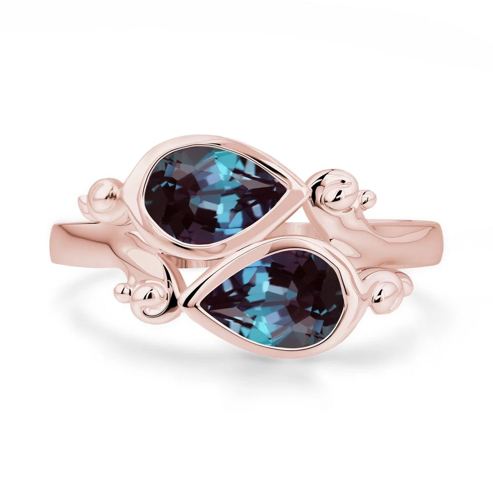 Alexandrite Two Stone Bezel Set Ring - Image 8