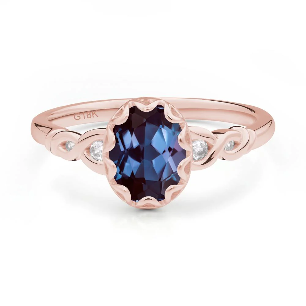 Alexandrite Vintage Oval Engagement Ring - Image 4
