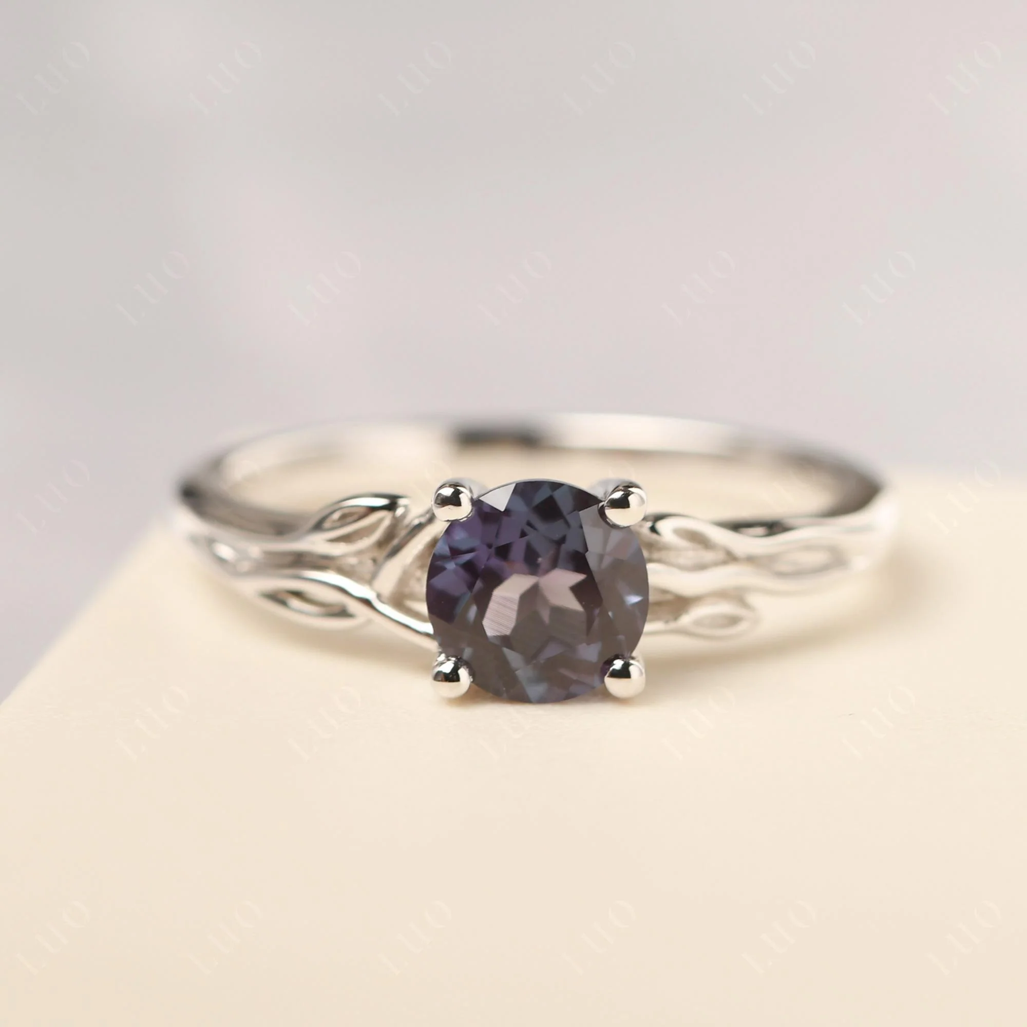 Petite Alexandrite Tender Leaf Ring - Image 10