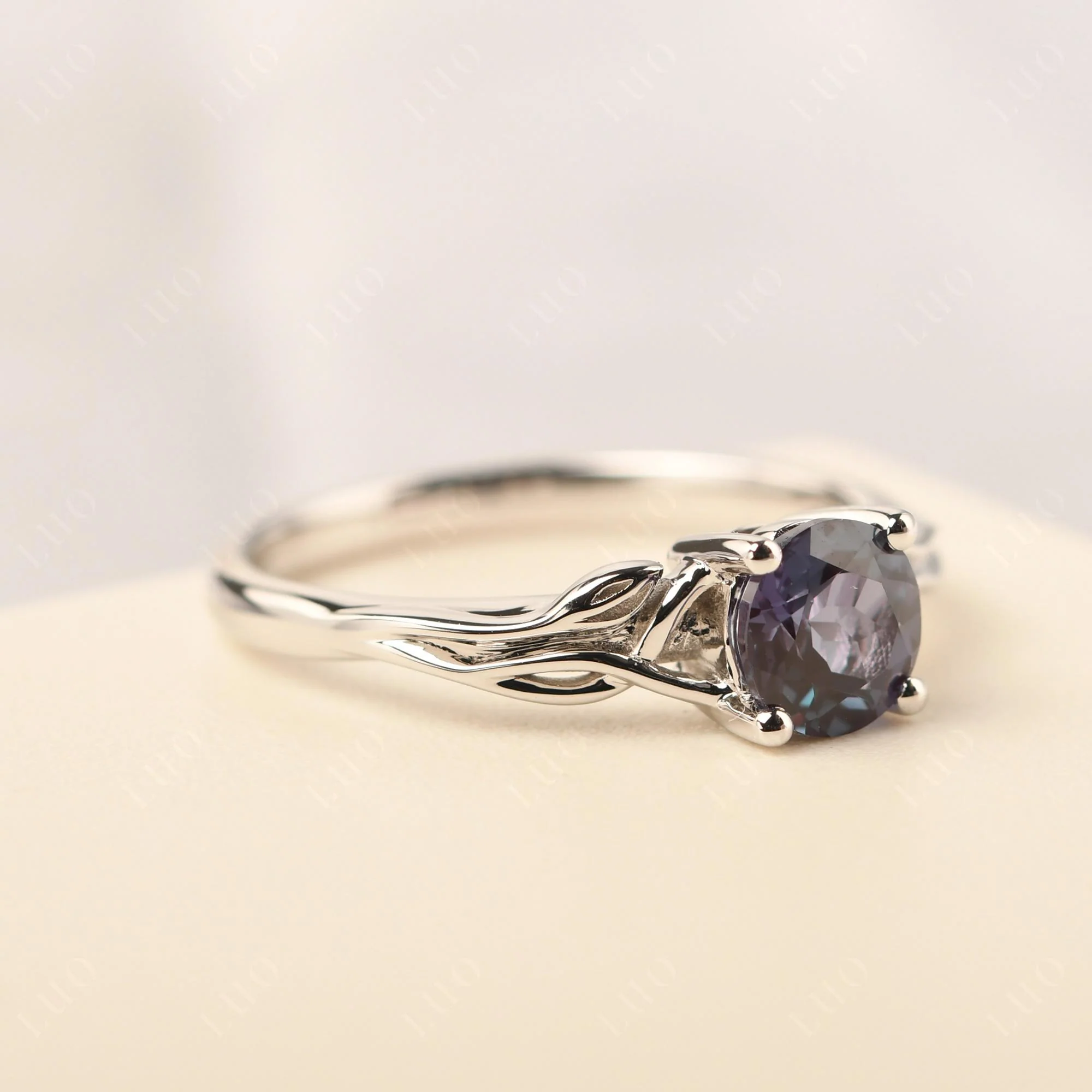 Petite Alexandrite Tender Leaf Ring - Image 11