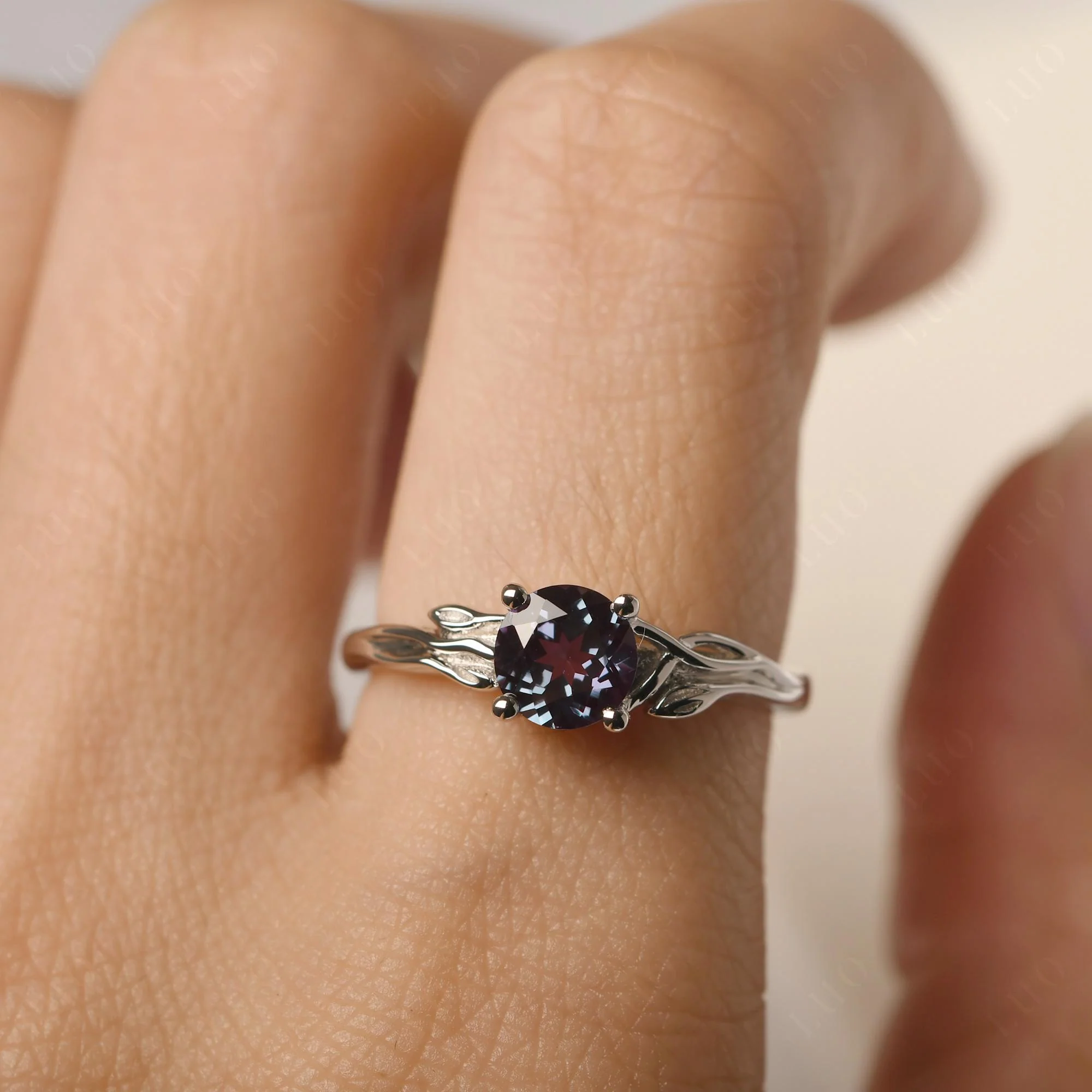 Petite Alexandrite Tender Leaf Ring - Image 14