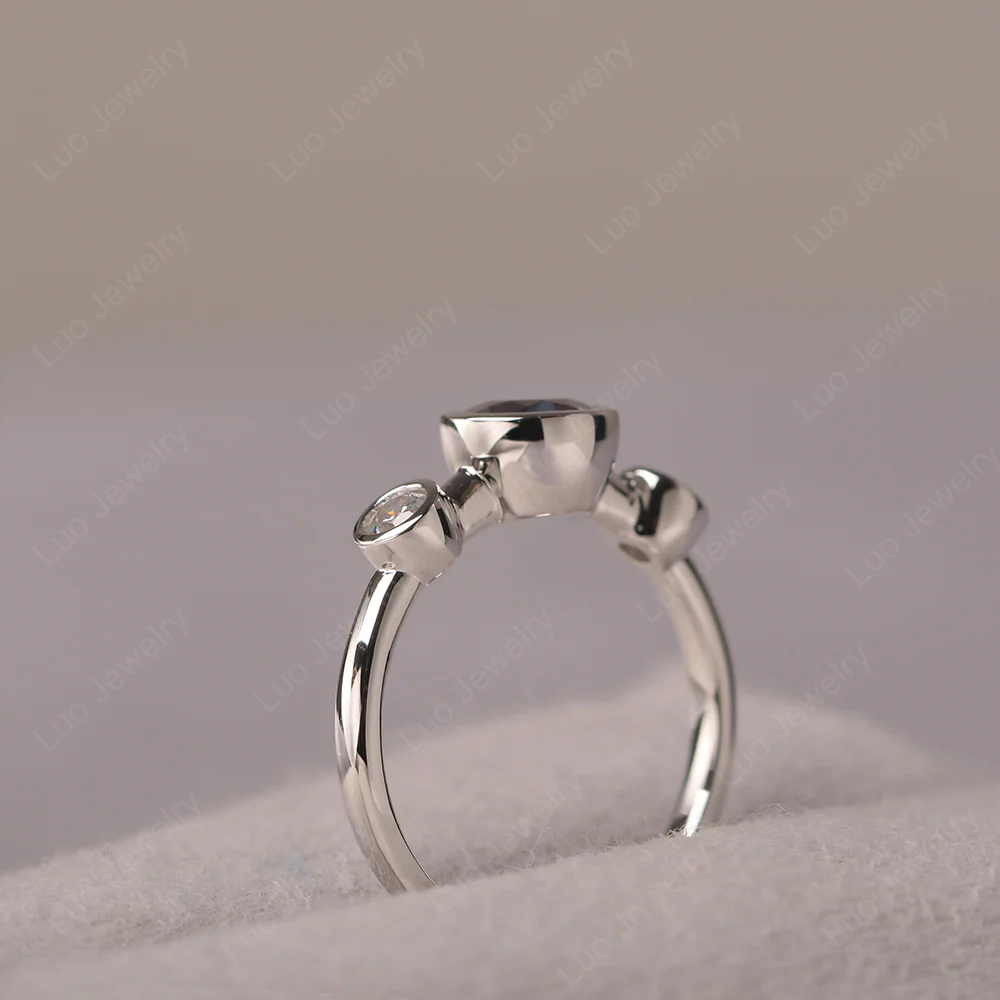 Alexandrite 3 Stone Bezel Set Ring - Image 4