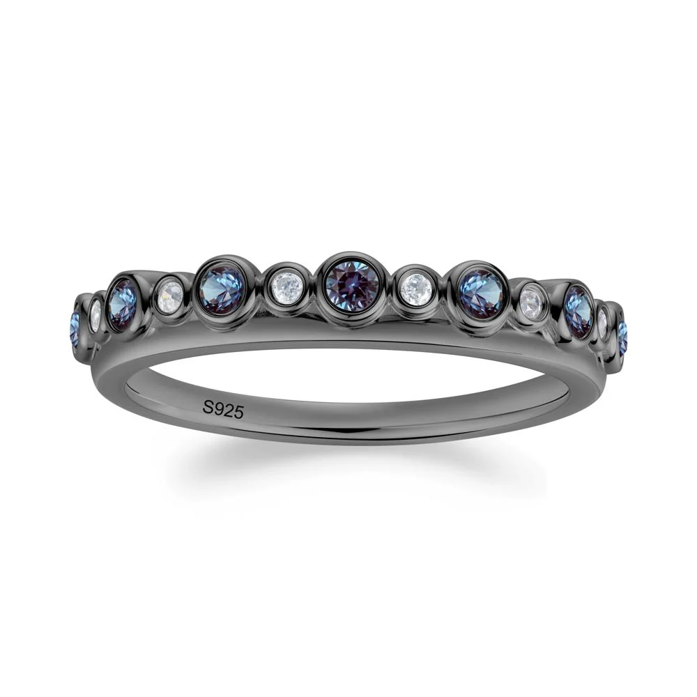 Alternating Alexandrite and Cubic Zirconia Bubble Band Ring - Image 6