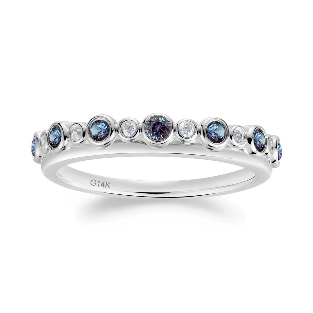 Alternating Alexandrite and Cubic Zirconia Bubble Band Ring - Image 8