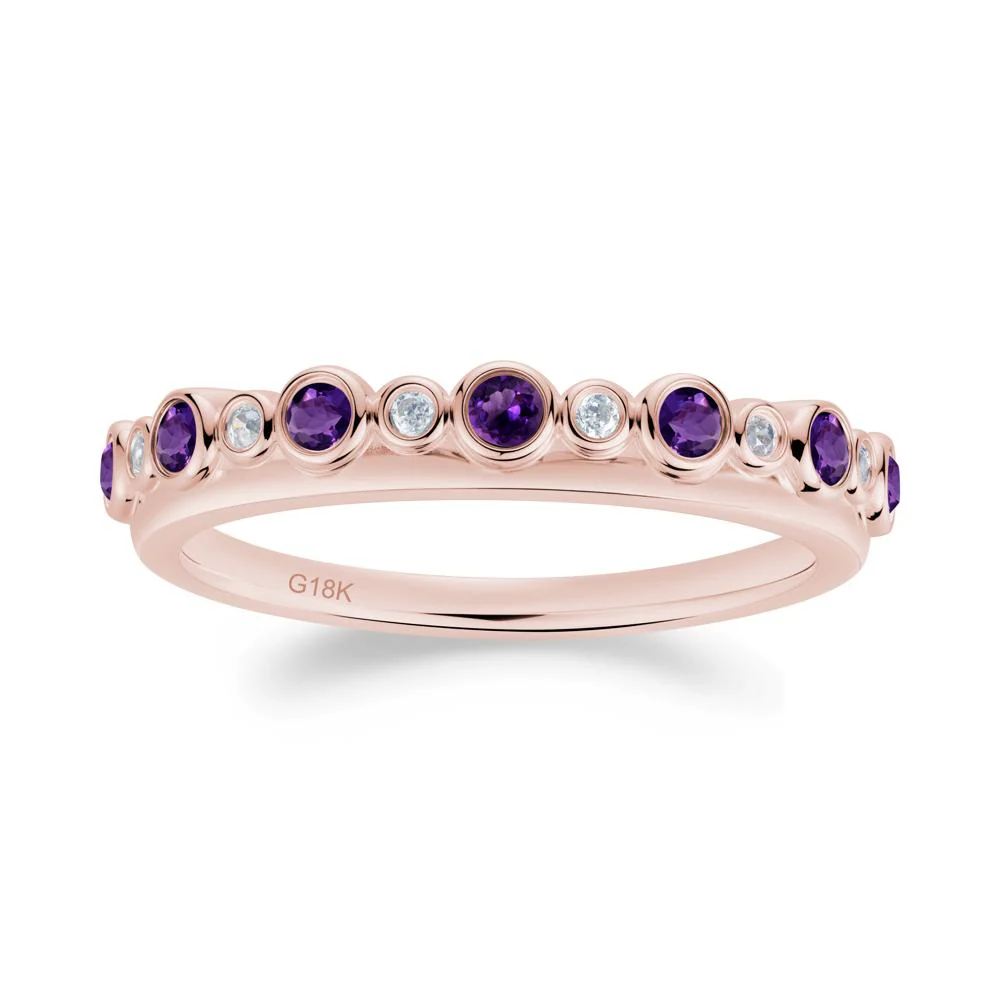Alternating Amethyst and Cubic Zirconia Bubble Band Ring - Image 3