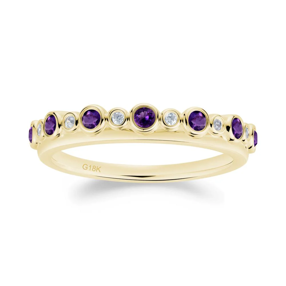 Alternating Amethyst and Cubic Zirconia Bubble Band Ring - Image 4