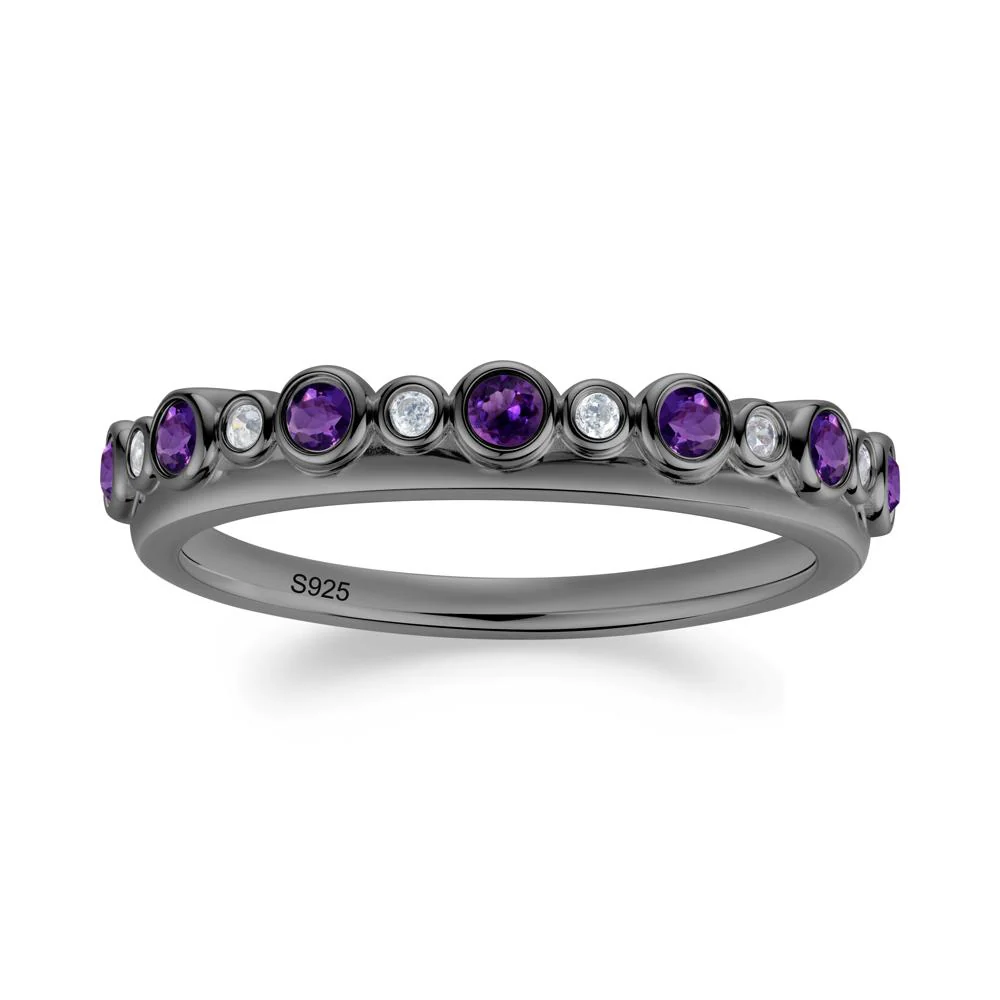 Alternating Amethyst and Cubic Zirconia Bubble Band Ring - Image 6