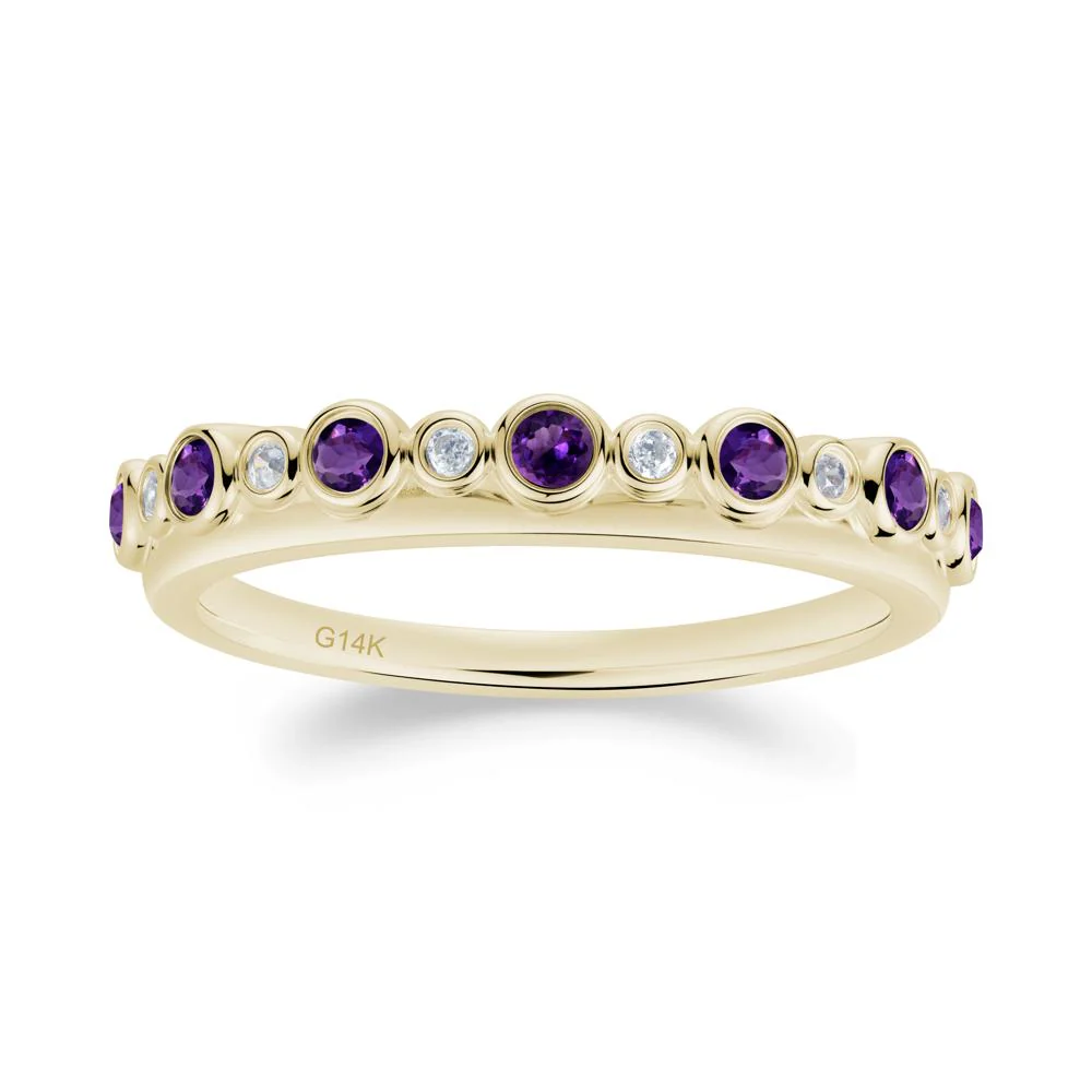 Alternating Amethyst and Cubic Zirconia Bubble Band Ring - Image 7